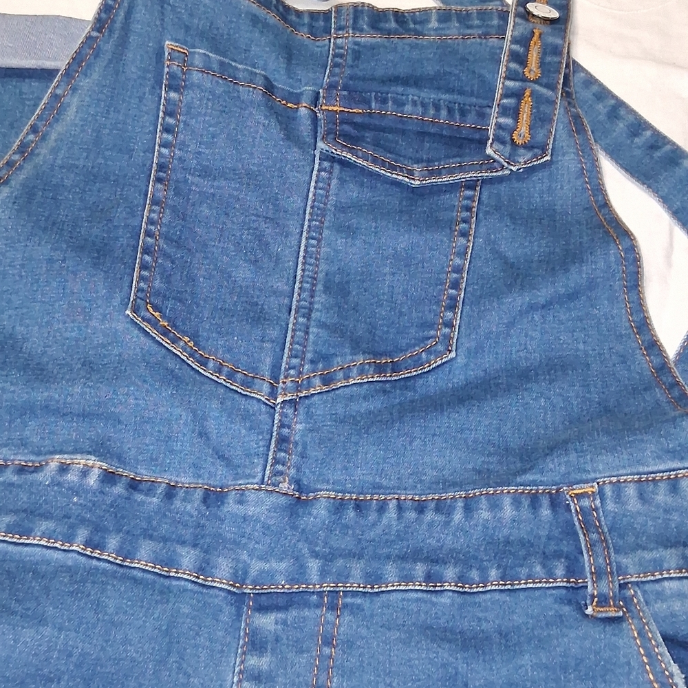 Womens's Blue Denim Overalls with Pocket - Picture 4 of 12